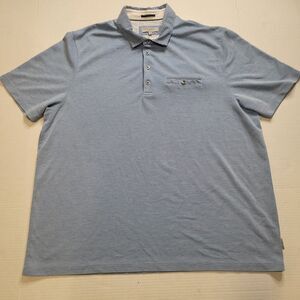 Ted Baker London mens polo shirt sz. 7(xl) in blue. Quiet luxury.